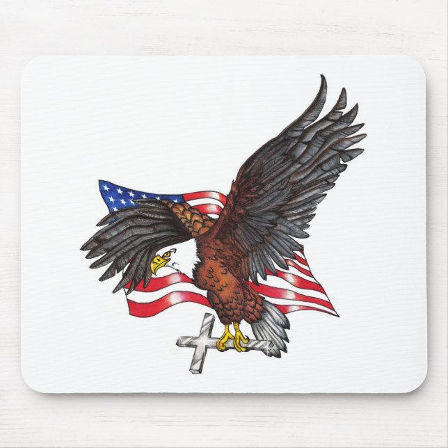 USA In God We Trust Eagle Mouse Mat (Front)