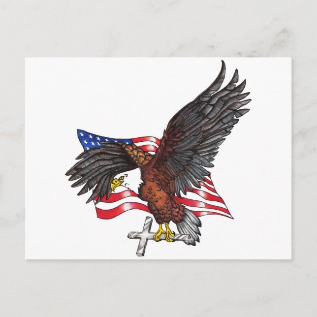 USA In God We Trust Eagle Postcard (Front)