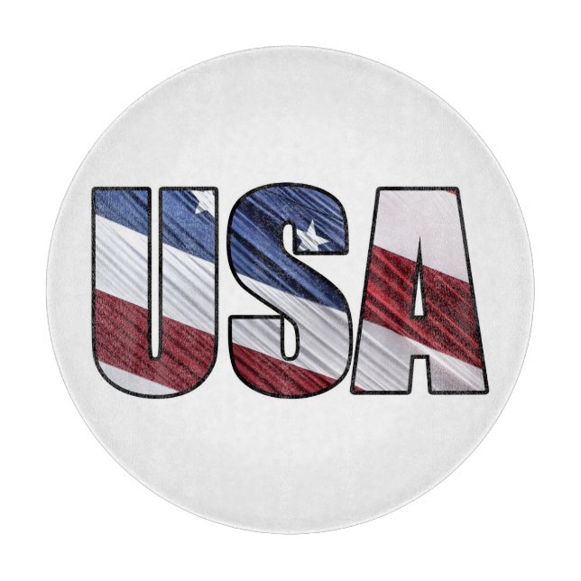 USA in Red White and Blue American Patriotic Flag Cutting Board (Front)