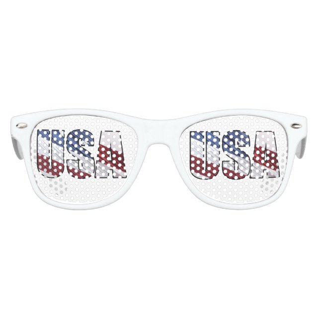 USA in Red White and Blue American Patriotic Flag Kids Sunglasses (Front)