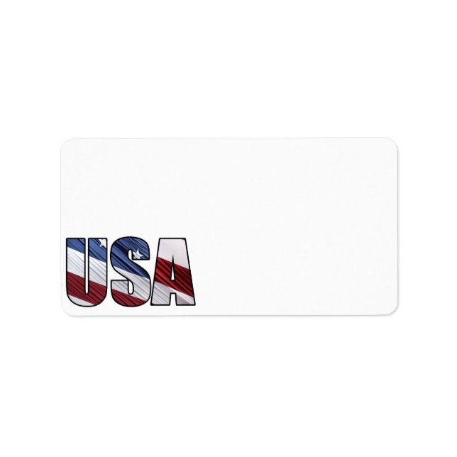 USA in Red White and Blue American Patriotic Flag Label (Front)