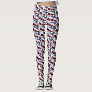 USA in Red White and Blue American Patriotic Flag Leggings