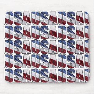 USA in Red White and Blue American Patriotic Flag Mouse Mat