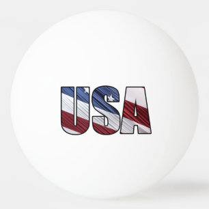USA in Red White and Blue American Patriotic Flag Ping Pong Ball