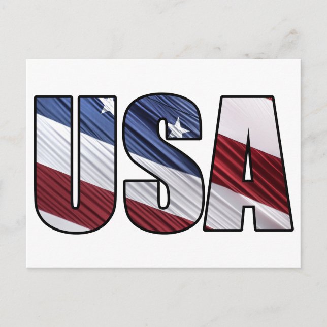USA in Red White and Blue American Patriotic Flag Postcard (Front)