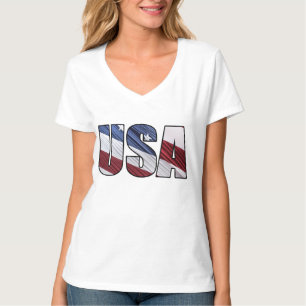 USA in Red White and Blue American Patriotic Flag T-Shirt