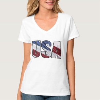 USA in Red White and Blue American Patriotic Flag T-Shirt