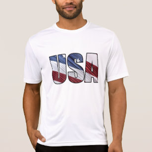 USA in Red White and Blue American Patriotic Flag T-Shirt
