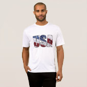 USA in Red White and Blue American Patriotic Flag T-Shirt (Front Full)