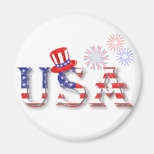 USA in Stars and Stripes Magnet