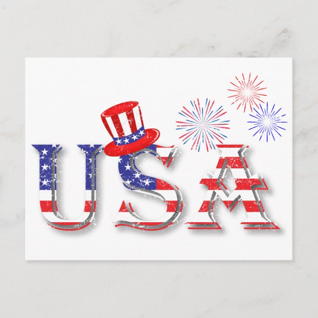 USA in Stars and Stripes Postcard (Front)