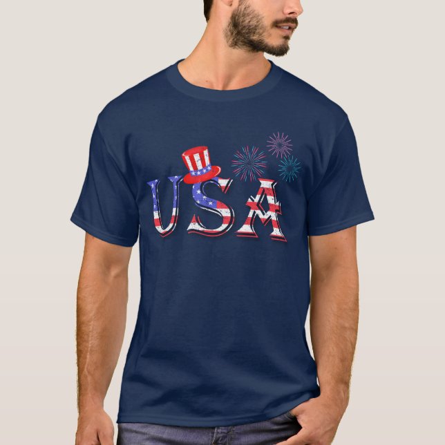 USA in Stars and Stripes T-Shirt (Front)
