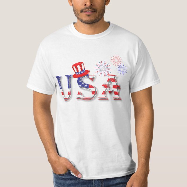 USA in Stars and Stripes T-Shirt (Front)