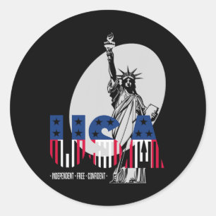 Usa Independence Day 4th July Statue Of Liberty Wo Classic Round Sticker