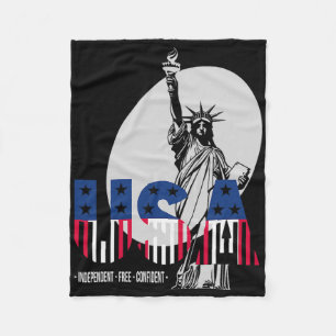 Usa Independence Day 4th July Statue Of Liberty Wo Fleece Blanket