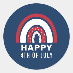 USA Independence Day 4th Of July American Rainbow Classic Round Sticker