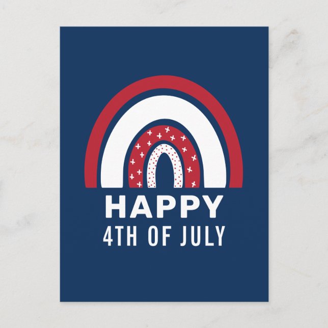 USA Independence Day 4th Of July American Rainbow Holiday Postcard (Front)