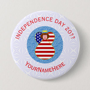 USA Independence Day Angel Flag Personalised 7.5 Cm Round Badge
