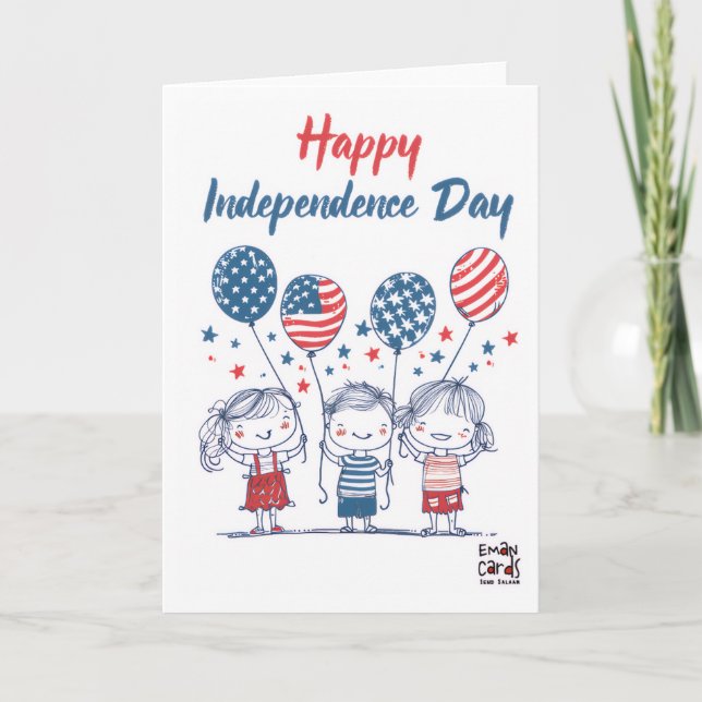 USA Independence Day - Cute Kids Card (Front)