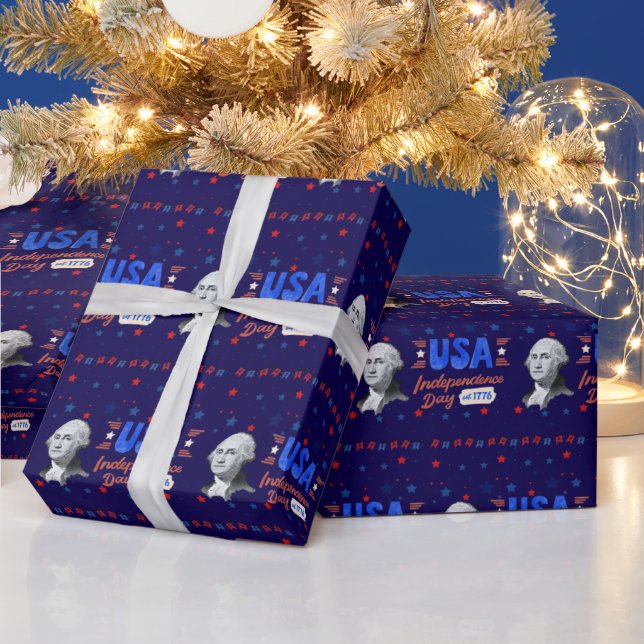 USA Independence Day deep blue Wrapping Paper (Holidays)