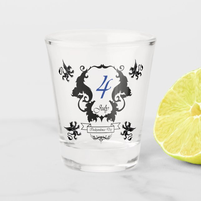 USA Independence Day greeting card Shot Glass (Front)