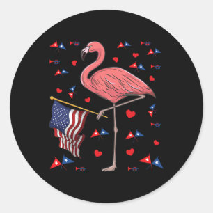 Usa Independence Day July 4th American Flag Pink F Classic Round Sticker