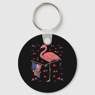Usa Independence Day July 4th American Flag Pink F Key Ring