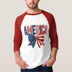 USA Independence Day Stars and Stripes Bow T-Shirt
