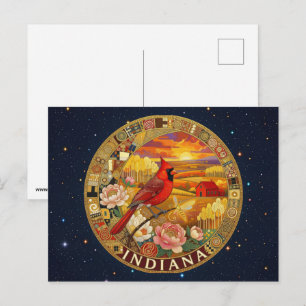 USA Indiana state symbols Postcard