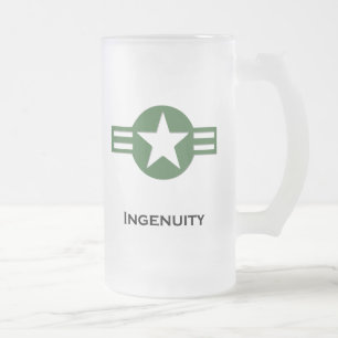 USA Ingenuity Green Frosted Glass Beer Mug