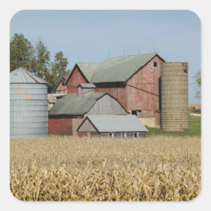 USA, IOWA, Froelich: Old farm Square Sticker