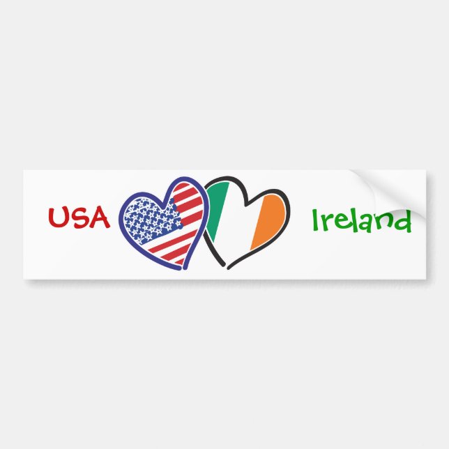 USA Ireland Heart Flags Bumper Sticker (Front)