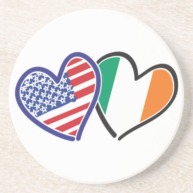USA Ireland Heart Flags Coaster (Front)