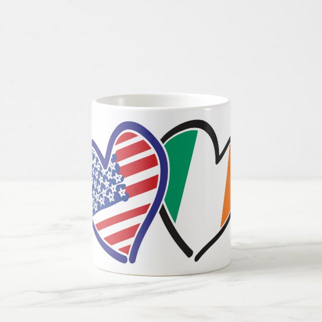 USA Ireland Heart Flags Coffee Mug (Center)