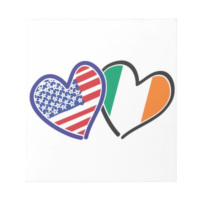 USA Ireland Heart Flags Notepad (Front)