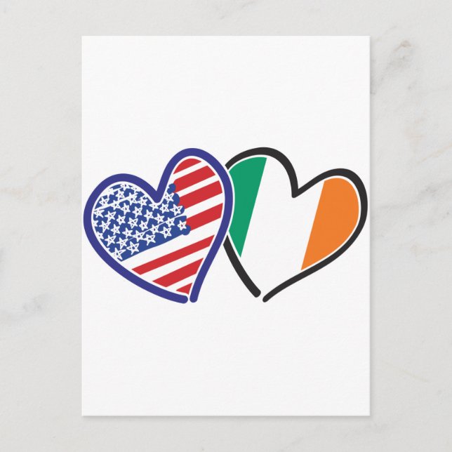 USA Ireland Heart Flags Postcard (Front)