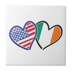 USA Ireland Heart Flags Tile