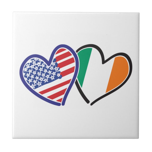 USA Ireland Heart Flags Tile (Front)