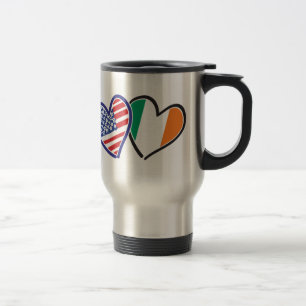 USA Ireland Heart Flags Travel Mug