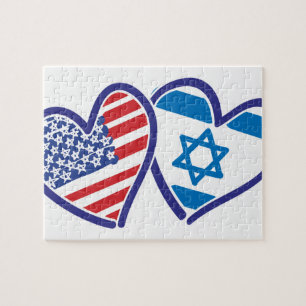 USA Israel Heart Flag Jigsaw Puzzle