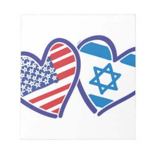 USA Israel Heart Flag Notepad