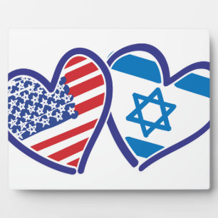 USA Israel Heart Flag Plaque
