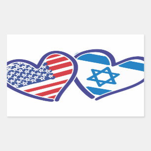 USA Israel Heart Flag Rectangular Sticker