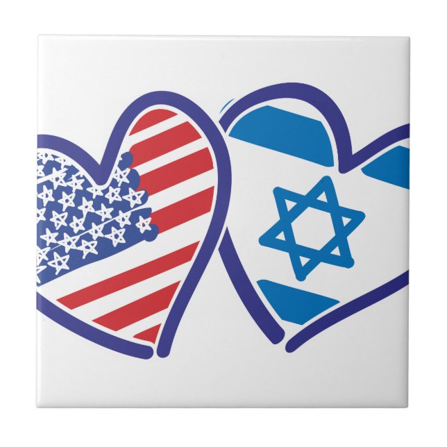 USA Israel Heart Flag Tile (Front)