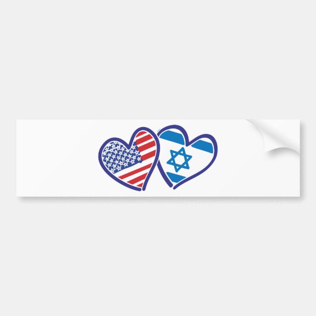 USA Israel Heart Flags Bumper Sticker (Front)