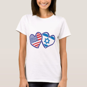 USA Israel Heart Flags T-Shirt