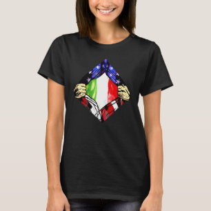 Usa Italy Flag Half American Half Italian Roots T-Shirt