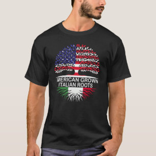 USA & Italy Flags American Grown Italian Roots T-Shirt