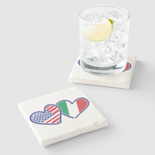 USA---Italy-Love Stone Coaster (Side)