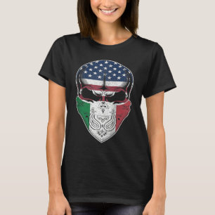 USA Italy Roots Italian American Flag Skull Ragla T-Shirt